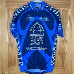 Verge Blue Short Sleeve Cycling Jersey for Men with Graphics, Size Medium.